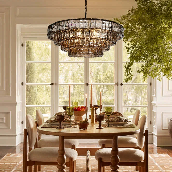 Amor 4-Tier Ghiaccio Glass Round Chandelier 36"