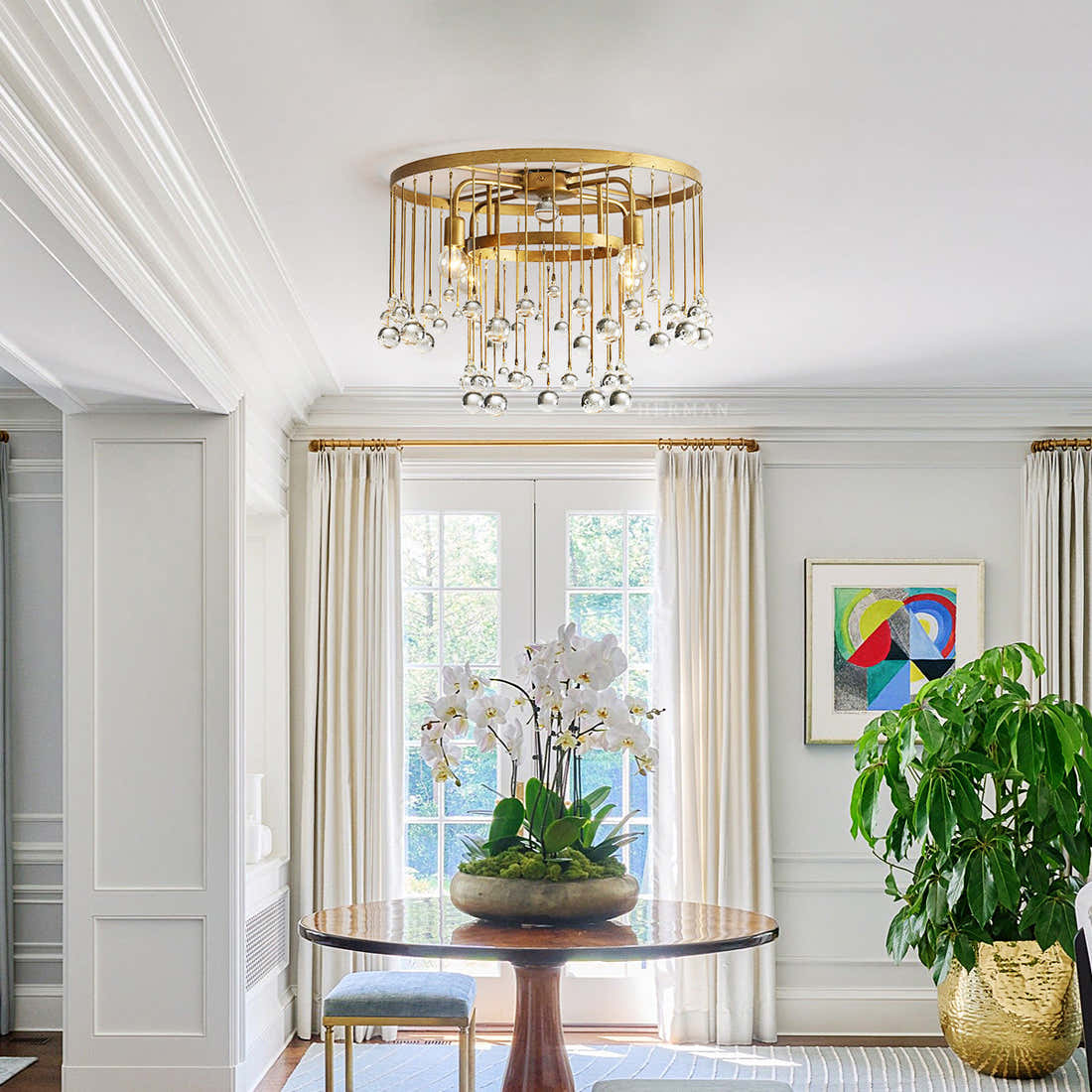 Aubrey Crystal Ball Flushmount Lamp