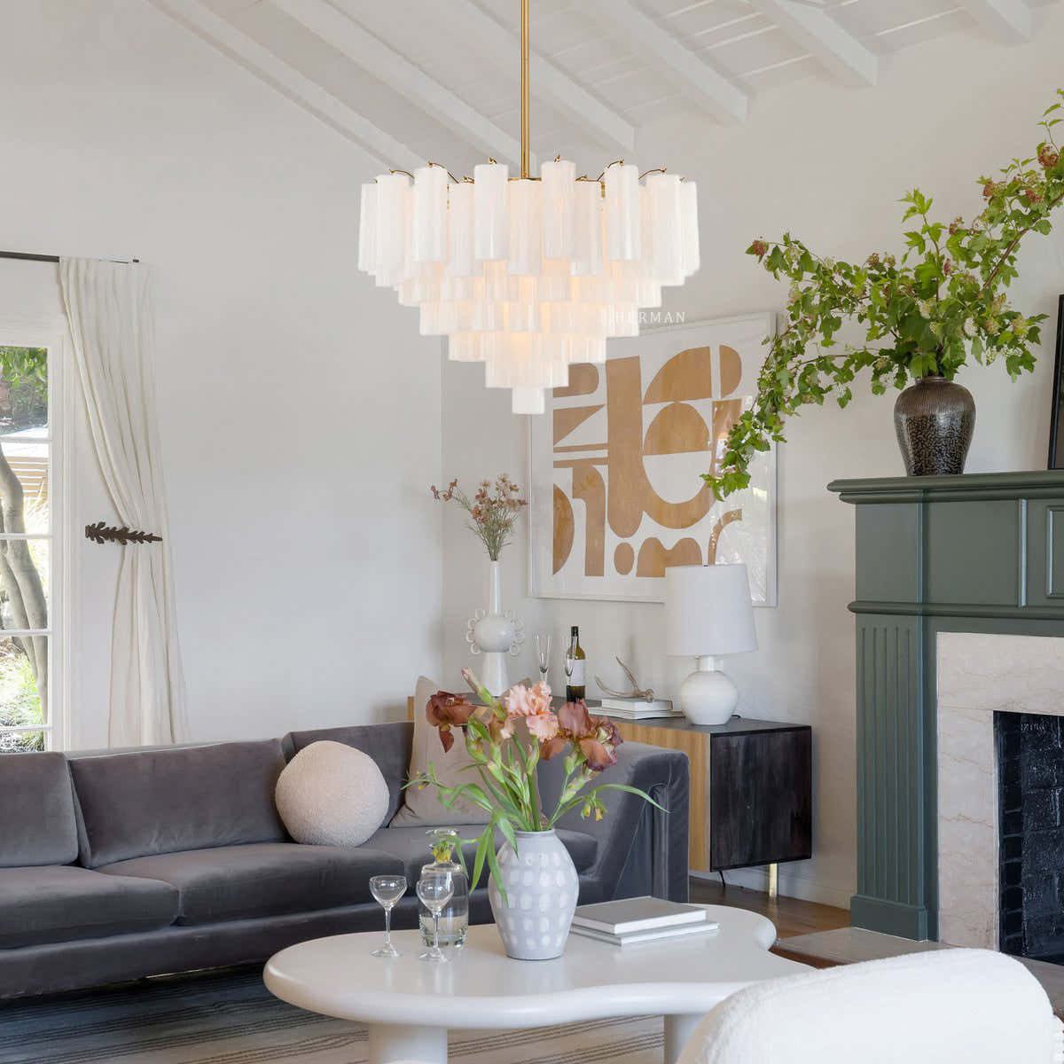 Petalia Murano Glass Chandelier 17.8" 22" 26.8" 32''D