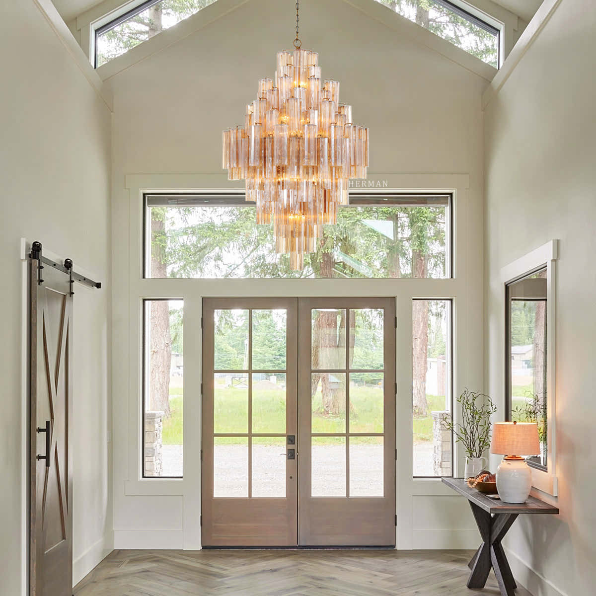 Petalia Murano Glass Diamond Chandelier 50"H