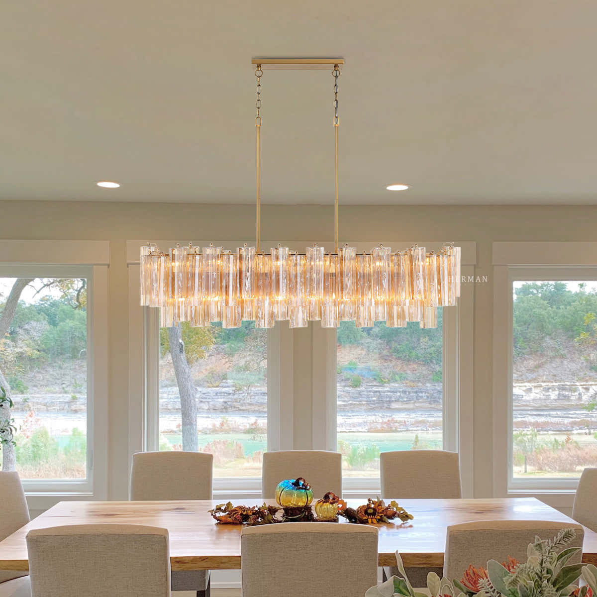 Petalia Murano Glass Linear Chandelier 51"