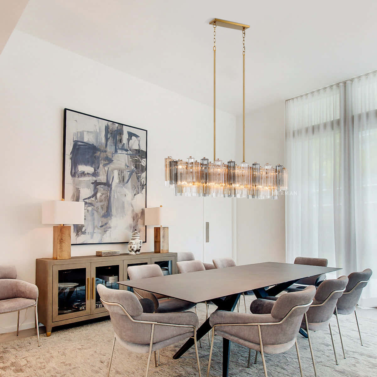 Petalia Murano Glass Linear Chandelier 51"