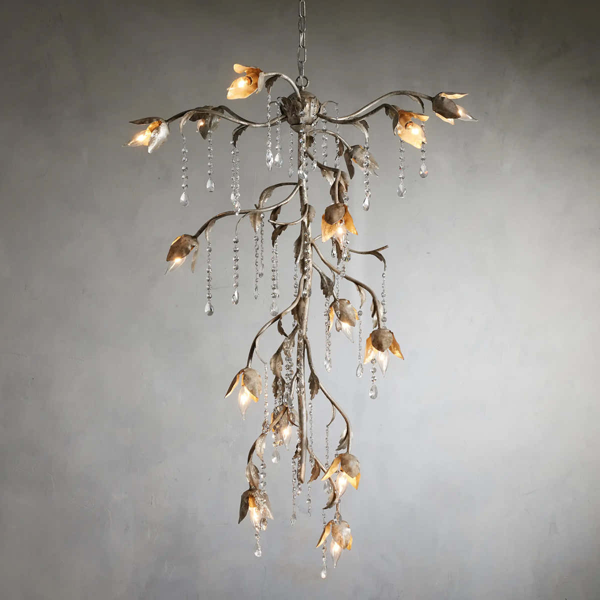 Gothic Viticci Cascade Chandelier 34"H -Silver