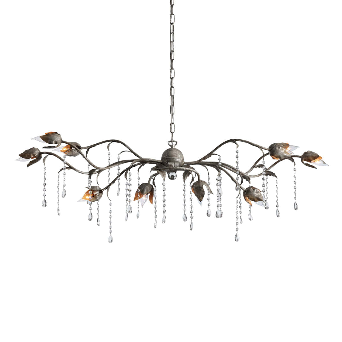 Gothic Viticci Rectangular Chandelier 52 " 61" 71"- Silver