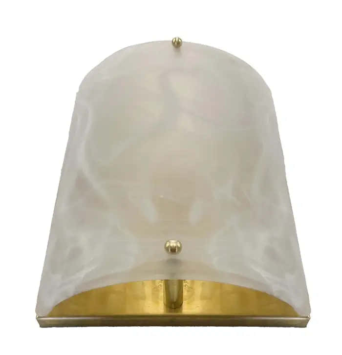 Bespoke Italian Alabaster White Murano Glass Brass Round Chandelier / Flushmount