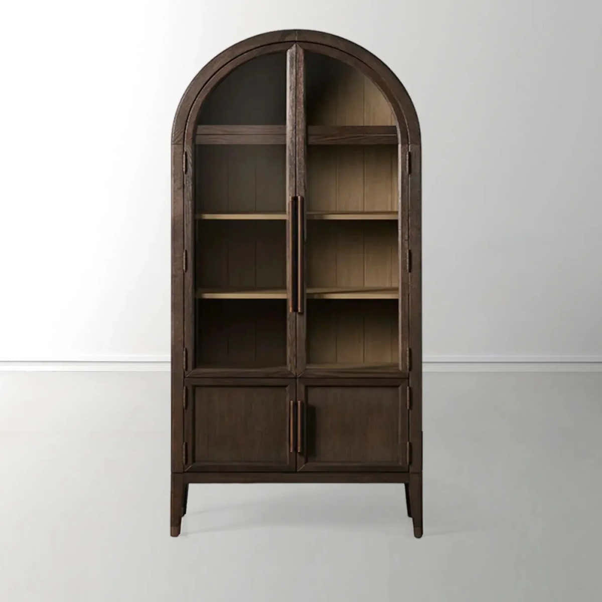 Hattie Glass Accent Cabinet in Oak 36"W 46"W