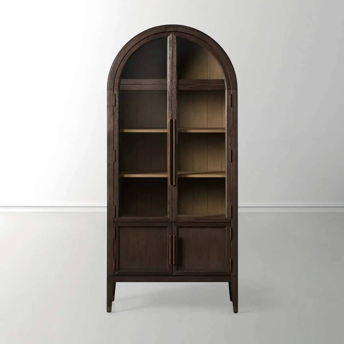 Hattie Glass Accent Cabinet in Oak 36"W 46"W