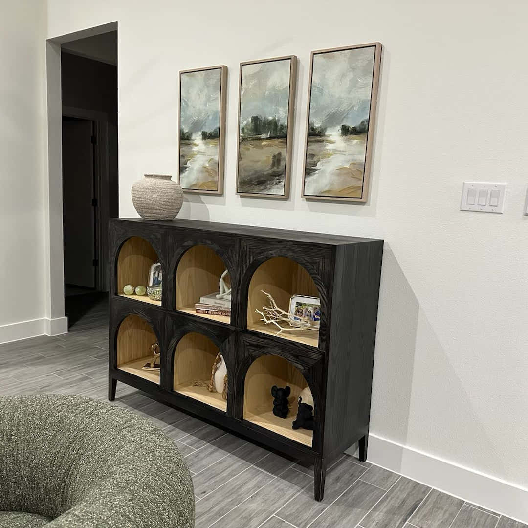 Hattie Arched Storage Cabinet  in Oak 60.75"W