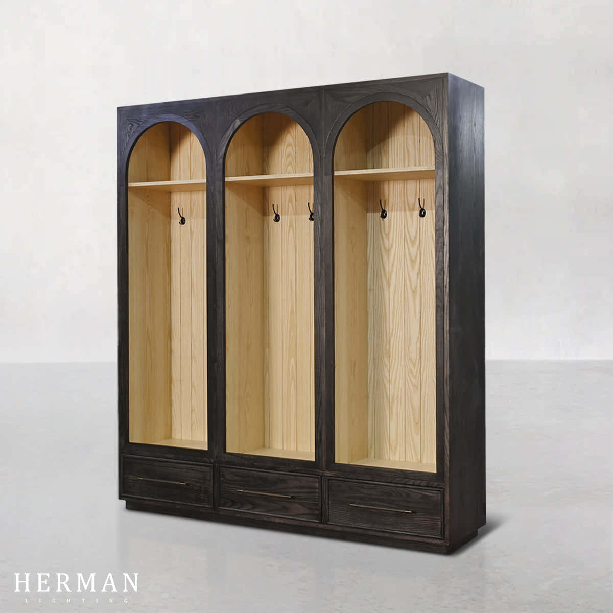 Hattie Triple Entryway Cabinet in Oak 69.75"W