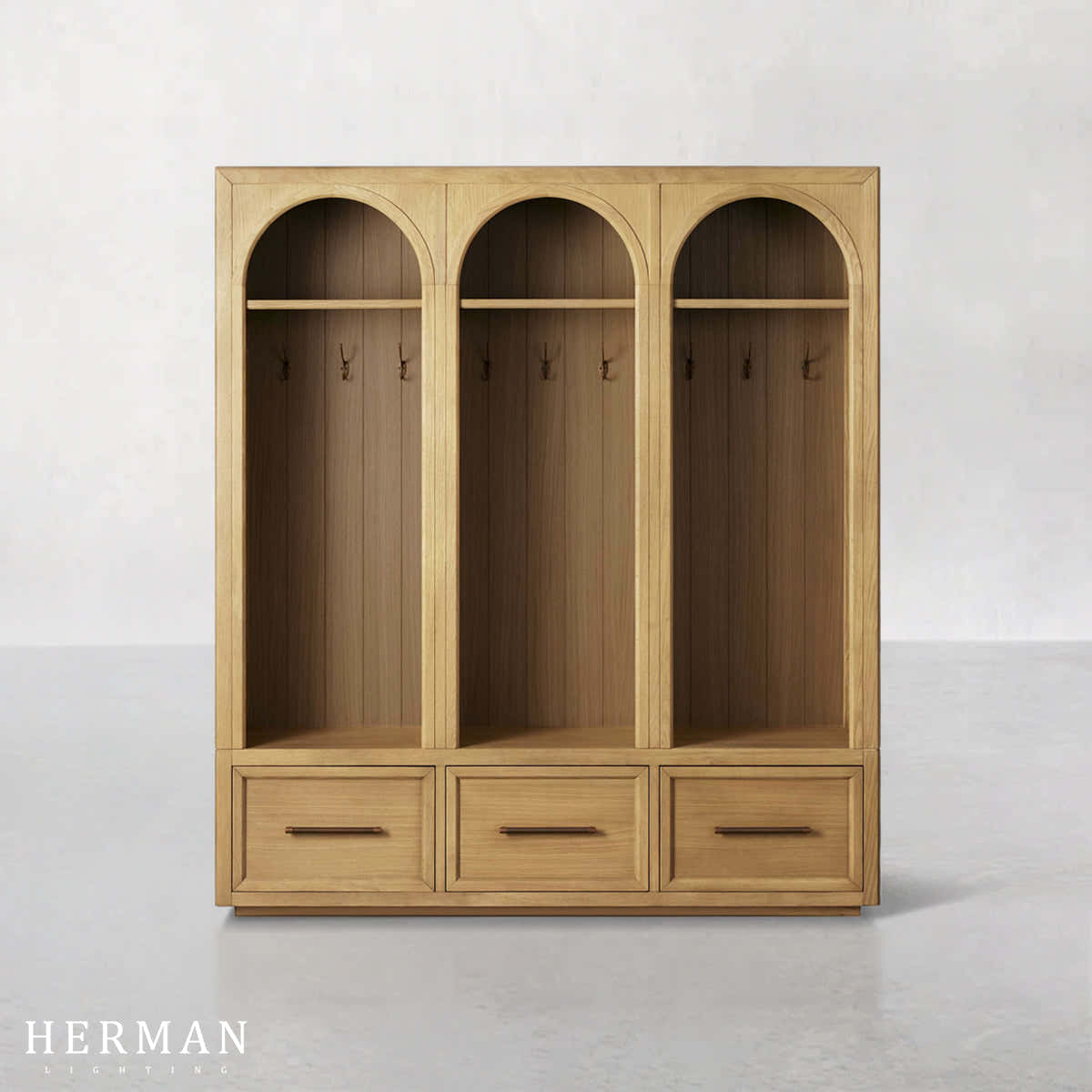Hattie Triple Entryway Cabinet in Oak 69.75"W
