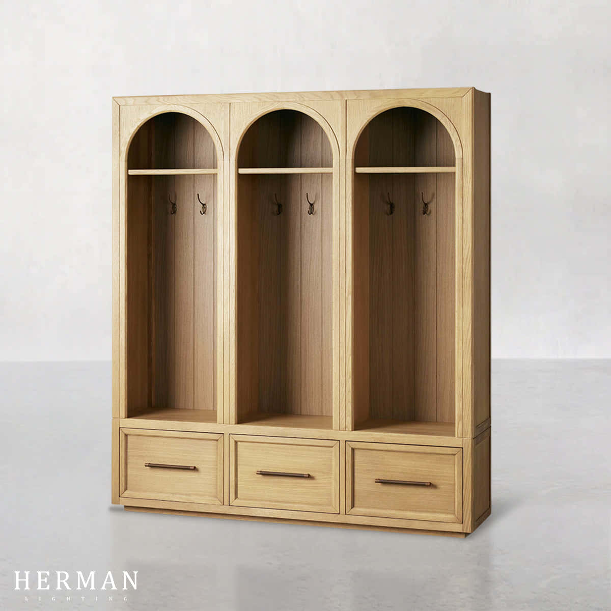 Hattie Triple Entryway Cabinet in Oak 69.75"W