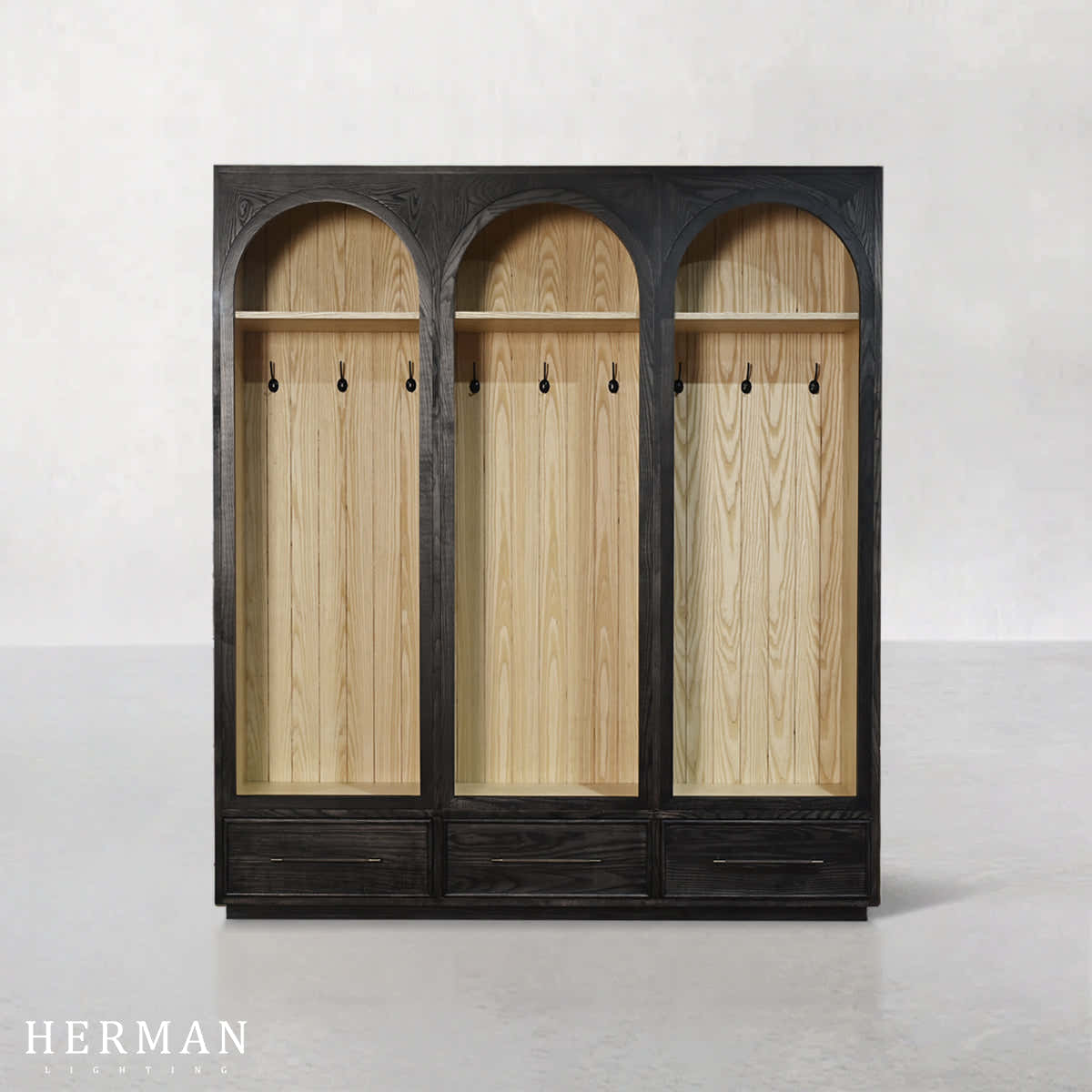 Hattie Triple Entryway Cabinet in Oak 69.75"W