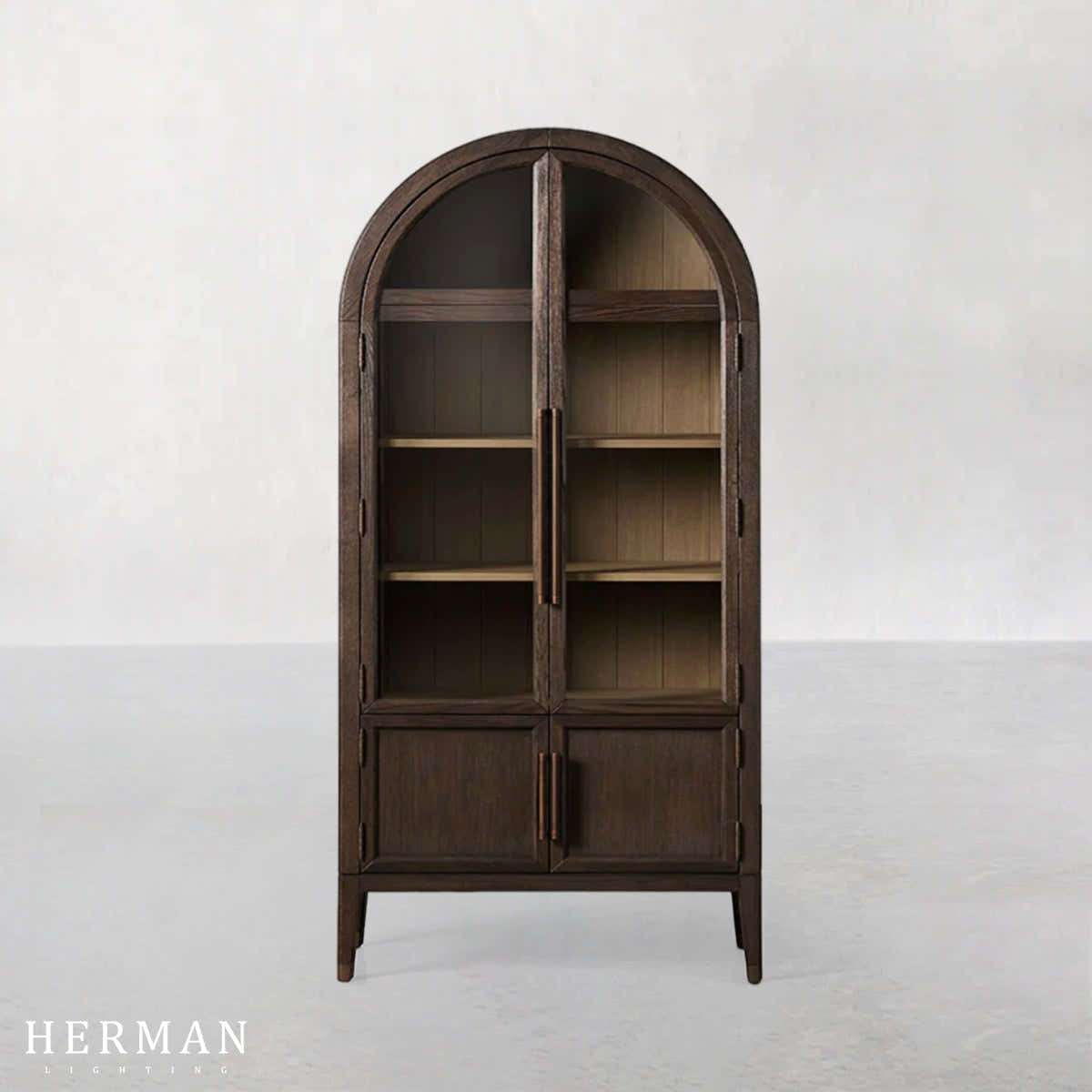 Hattie Glass Accent Cabinet in Oak 36"W 46"W