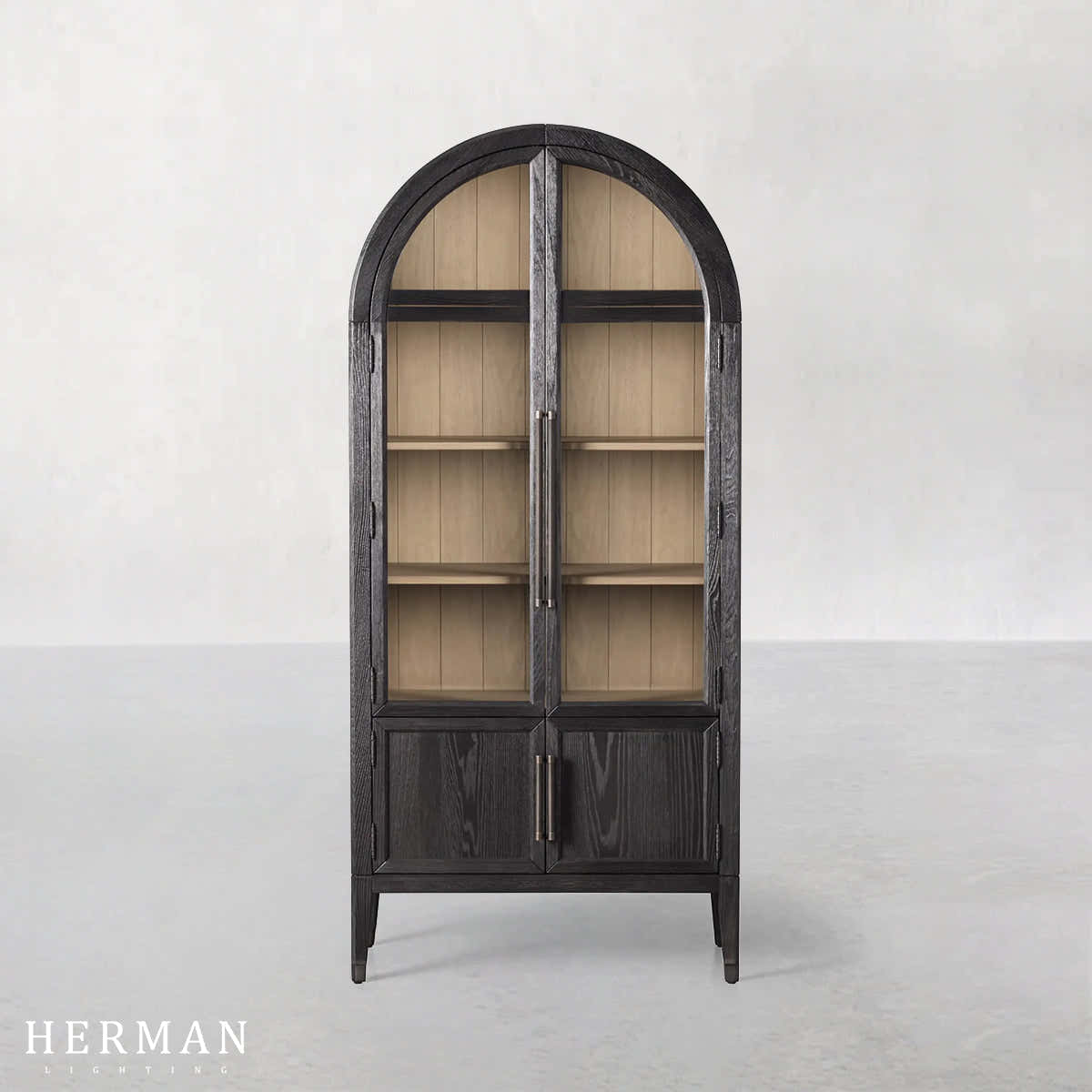 Hattie Glass Accent Cabinet in Oak 36"W 46"W