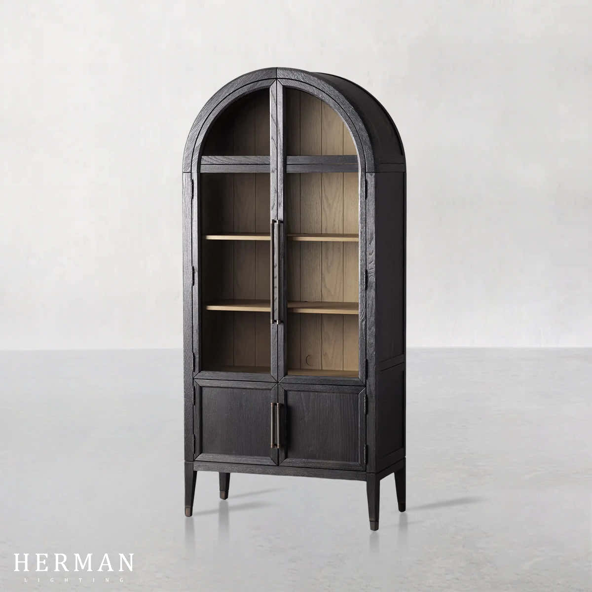 Hattie Glass Accent Cabinet in Oak 36"W 46"W