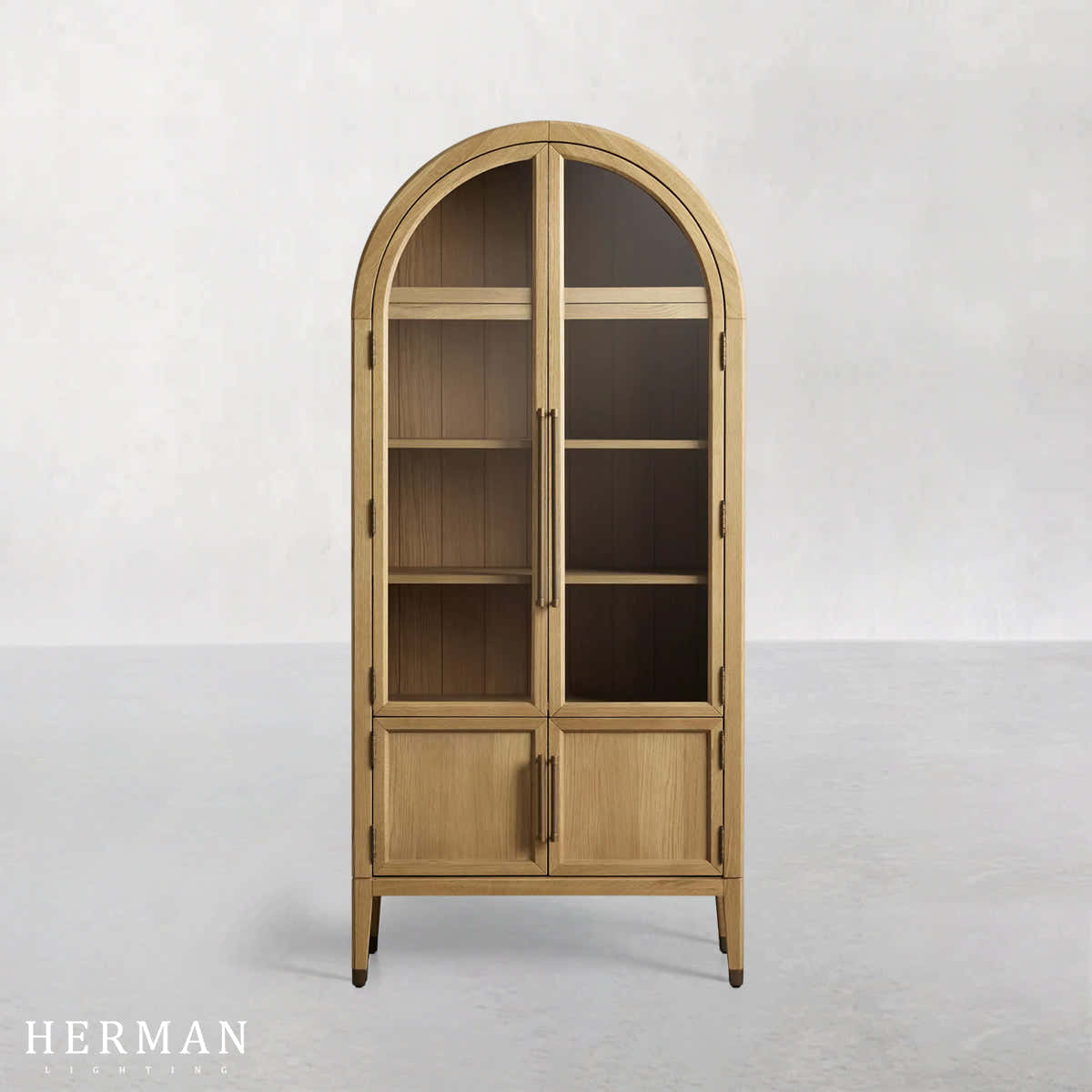 Hattie Glass Accent Cabinet in Oak 36"W 46"W