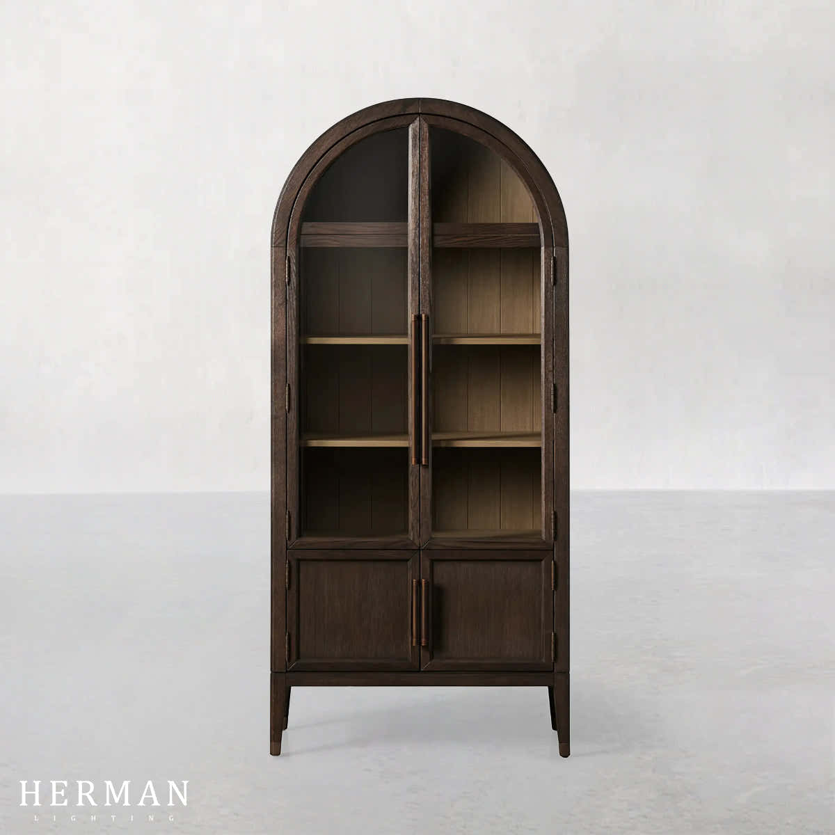 Hattie Glass Accent Cabinet in Oak 36"W 46"W