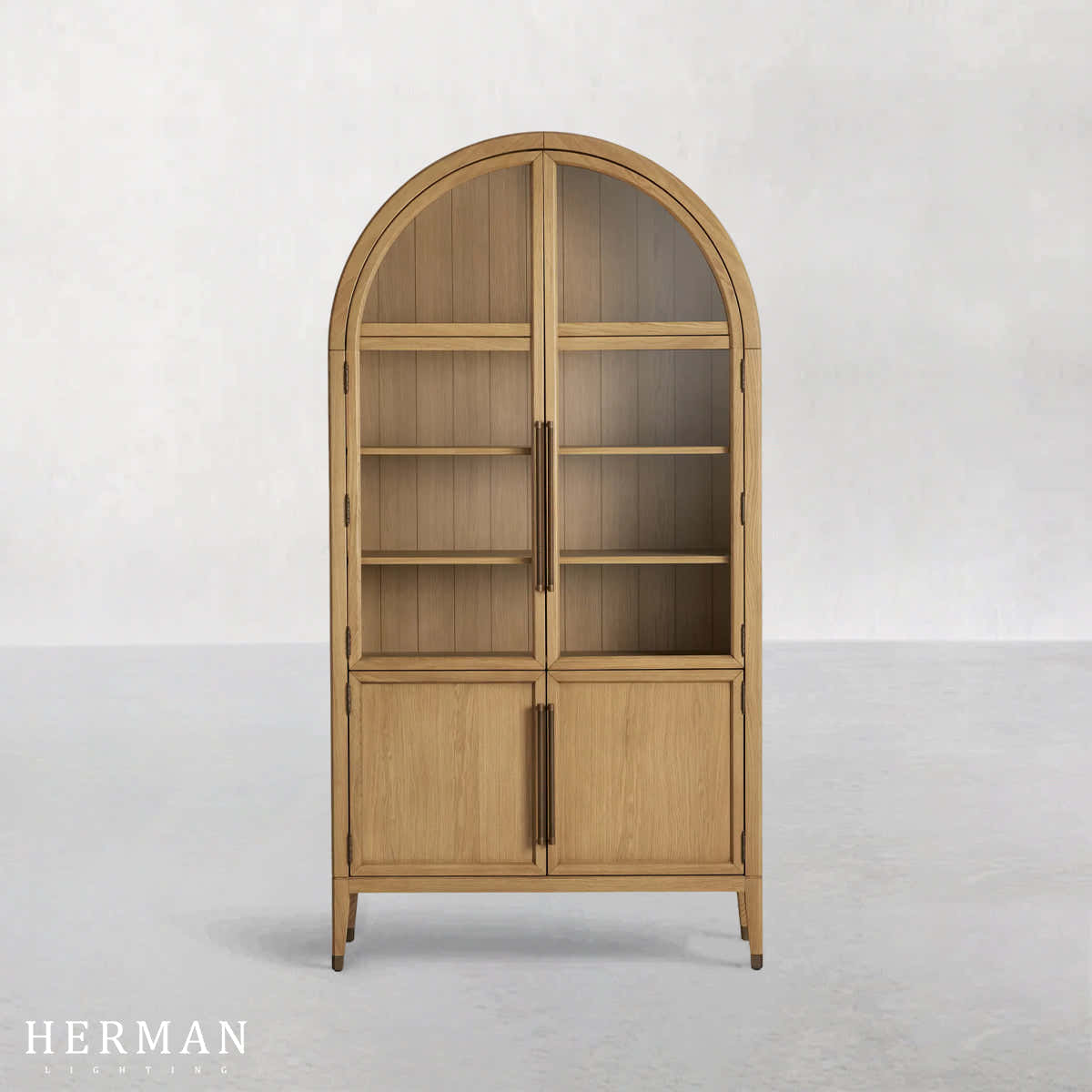 Hattie Glass Accent Cabinet in Oak 36"W 46"W