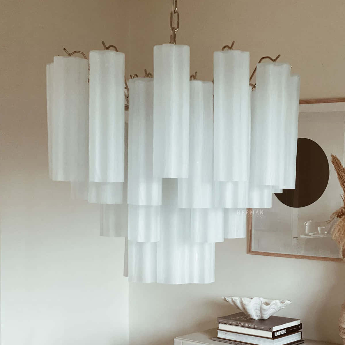 Murano Chandelier 22.8″ – 36 tubes – Matte white