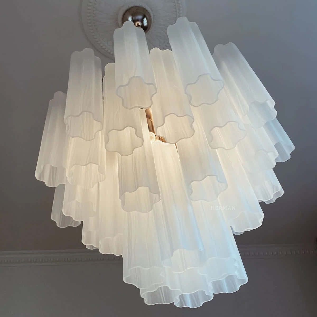 Murano Chandelier 22.8″ – 36 tubes – Matte white