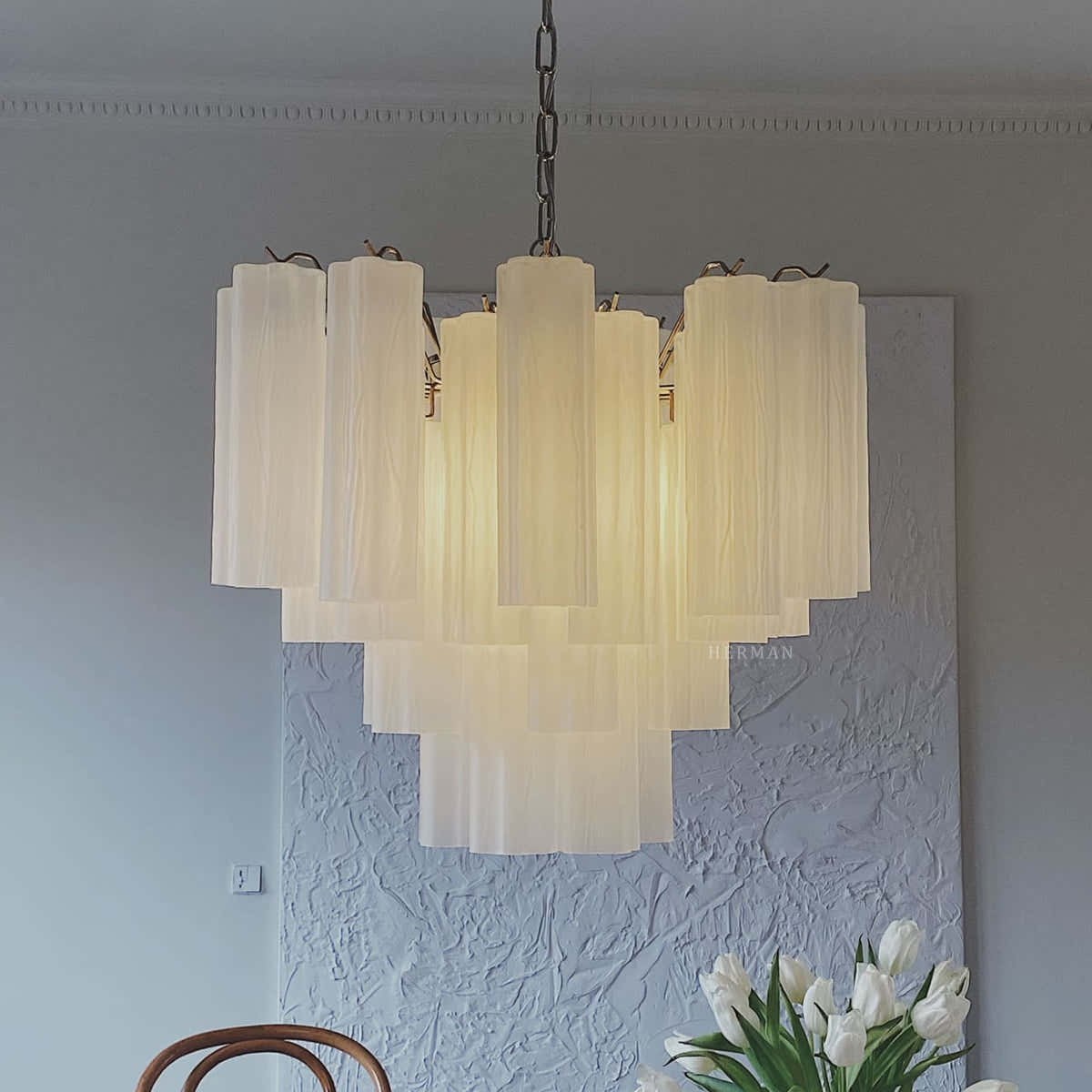 Murano Chandelier 22.8″ – 36 tubes – Matte white