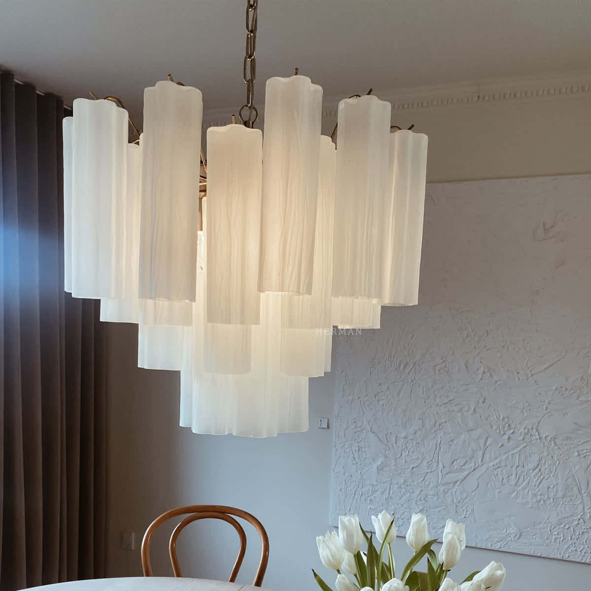 Murano Chandelier 22.8″ – 36 tubes – Matte white