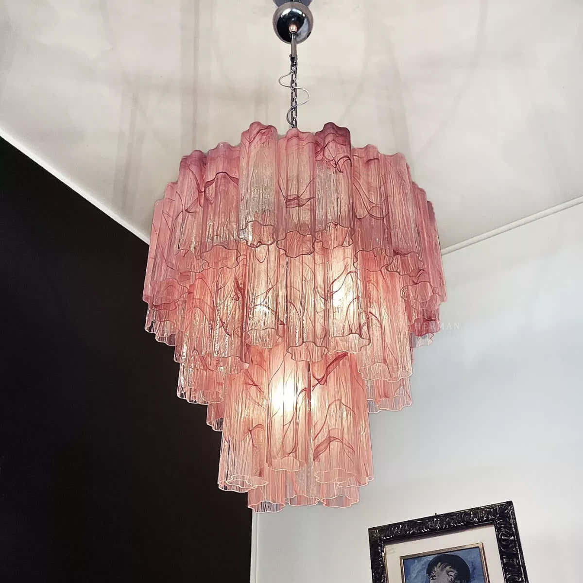 Murano Chandelier – 48 tubes – Alabaster Pink