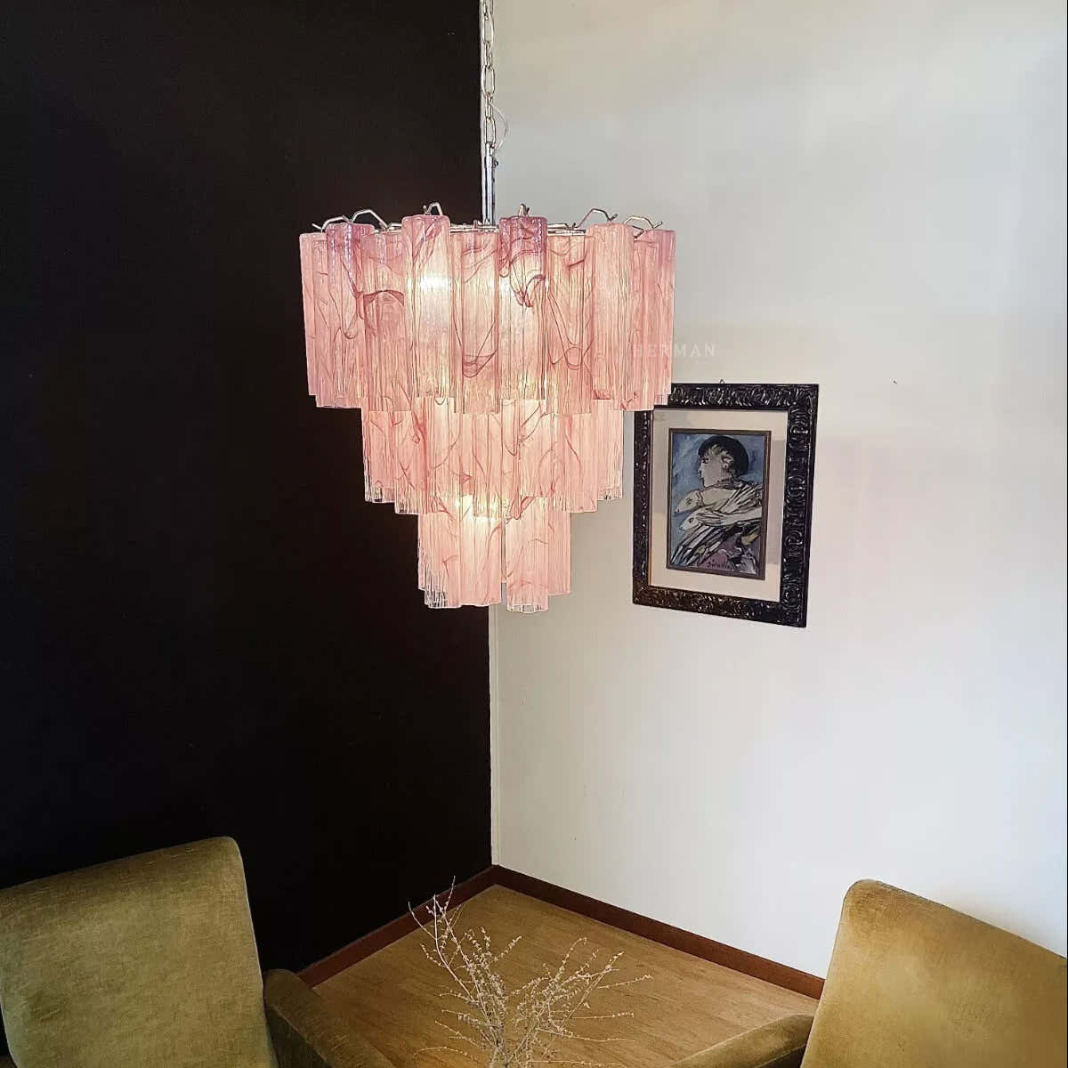 Murano Chandelier – 48 tubes – Alabaster Pink