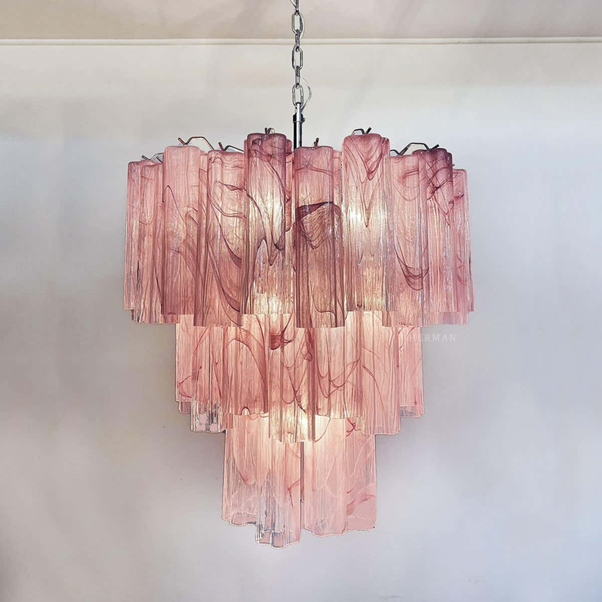 Murano Chandelier – 48 tubes – Alabaster Pink