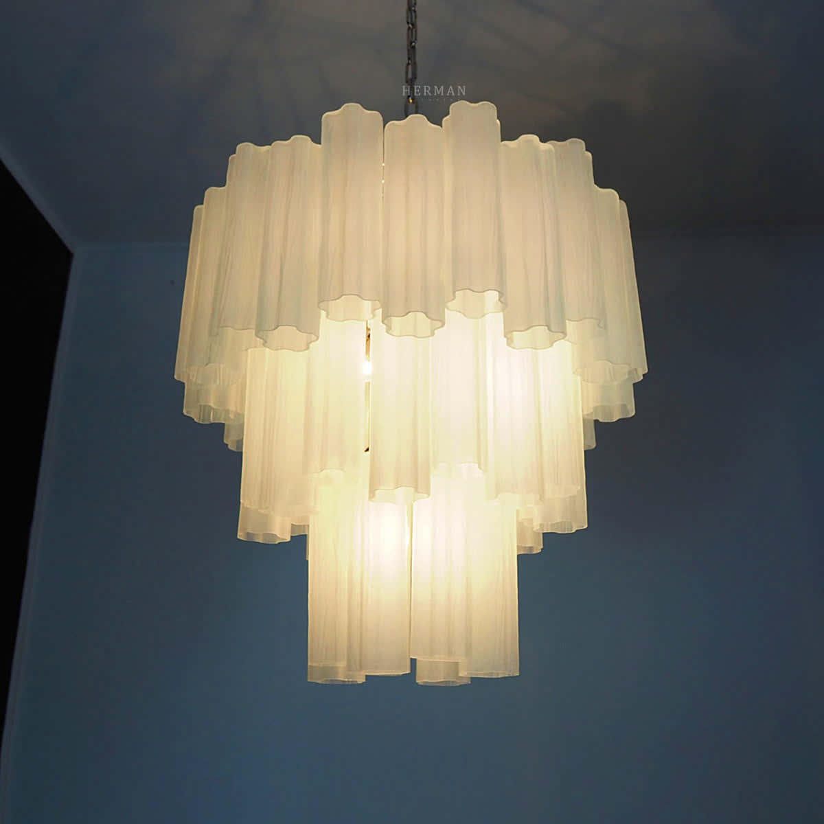 Murano Chandelier – 48 tubes – matte white