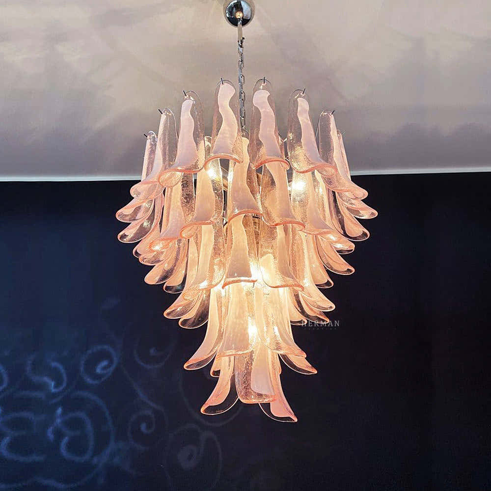 Murano Chandelier – 52 petals – Pink