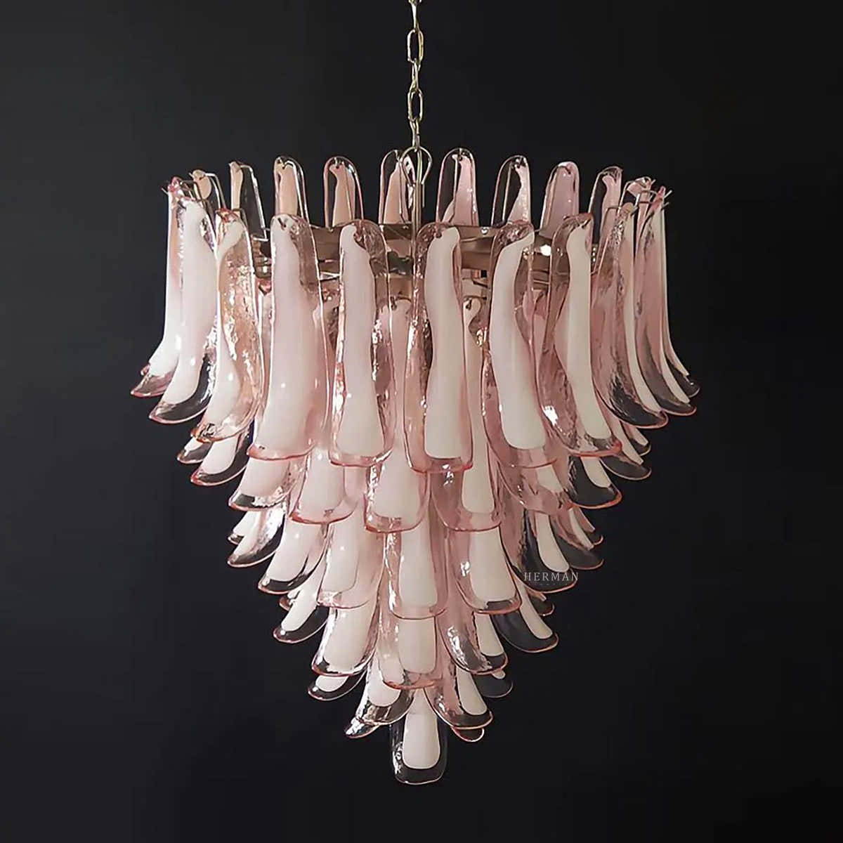 Murano Chandelier – 52 petals – Pink