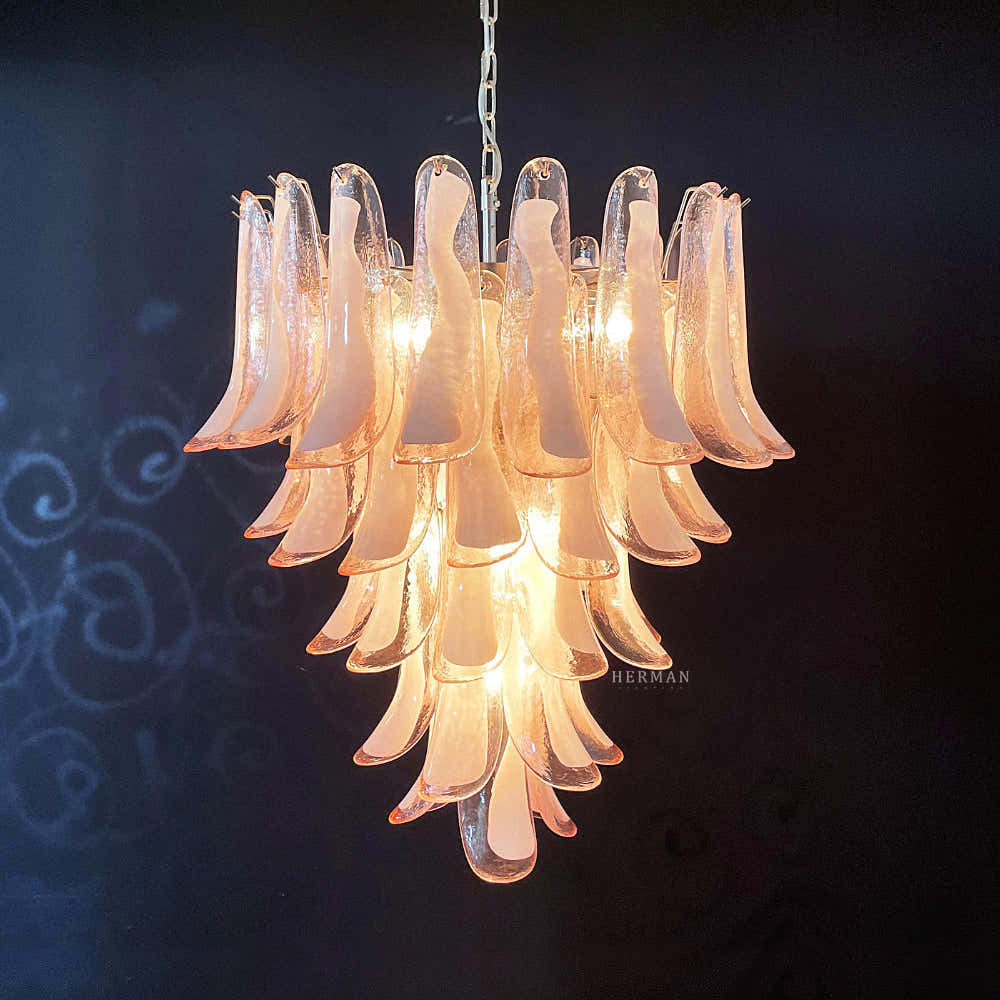 Murano Chandelier – 52 petals – Pink