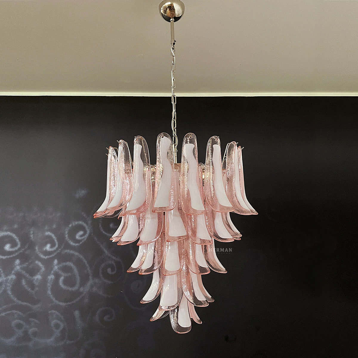 Murano Chandelier – 52 petals – Pink