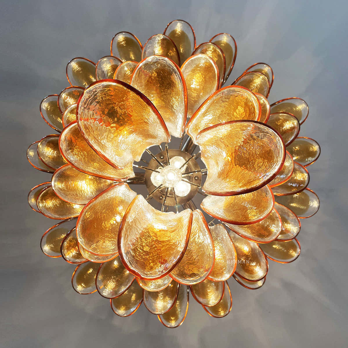 Murano Chandelier – 52 petals – Amber