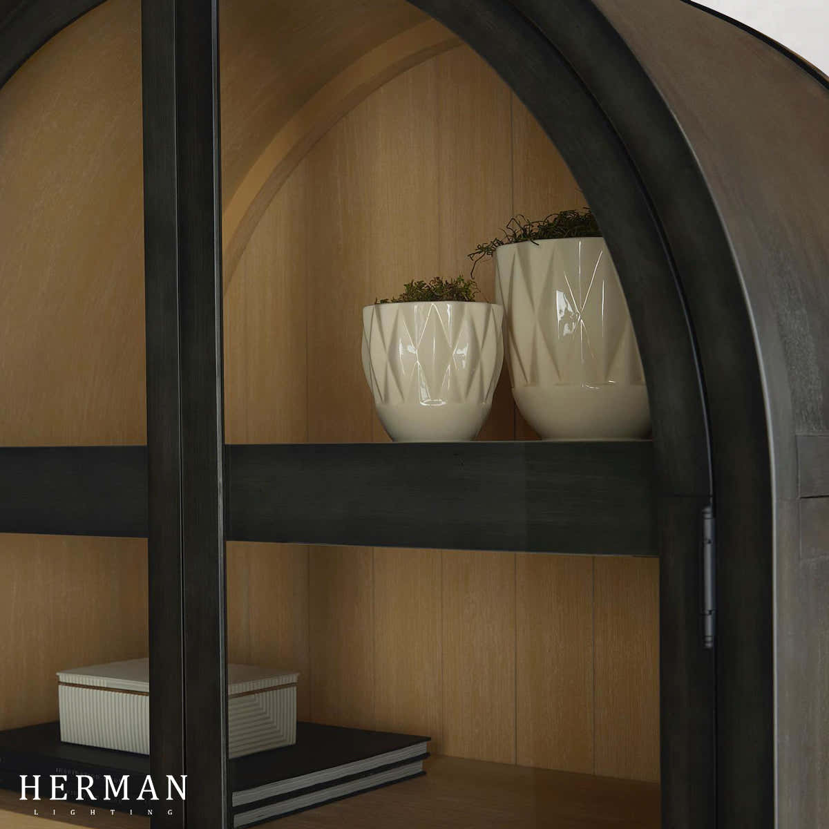 Hattie Glass Accent Cabinet in Oak 36"W 46"W
