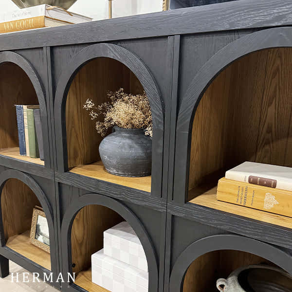 Hattie Arched Storage Cabinet  in Oak 60.75"W