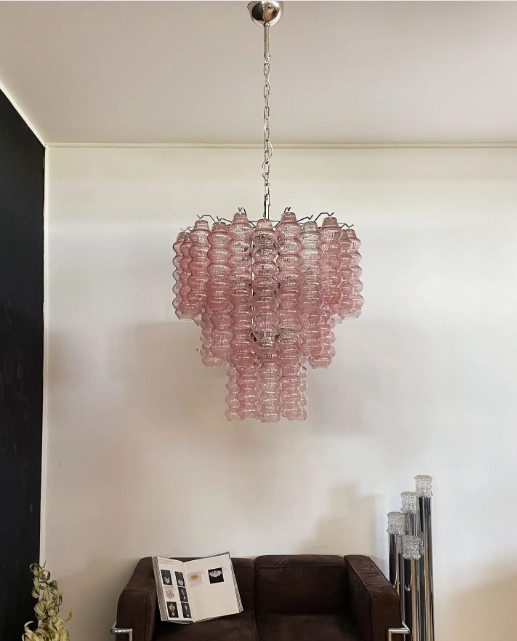 Murano Chandelier – Curva – Rosa – 48 tubes