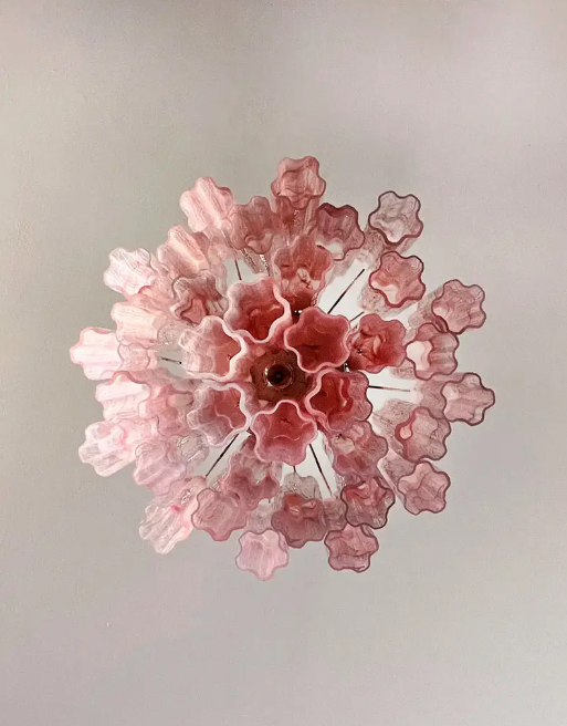 Murano Chandelier 22.8″ – 36 tubes – Alabaster Pink