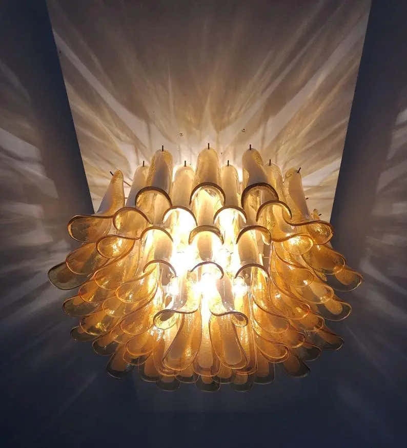 Murano Chandelier – 64 petals – Caramel