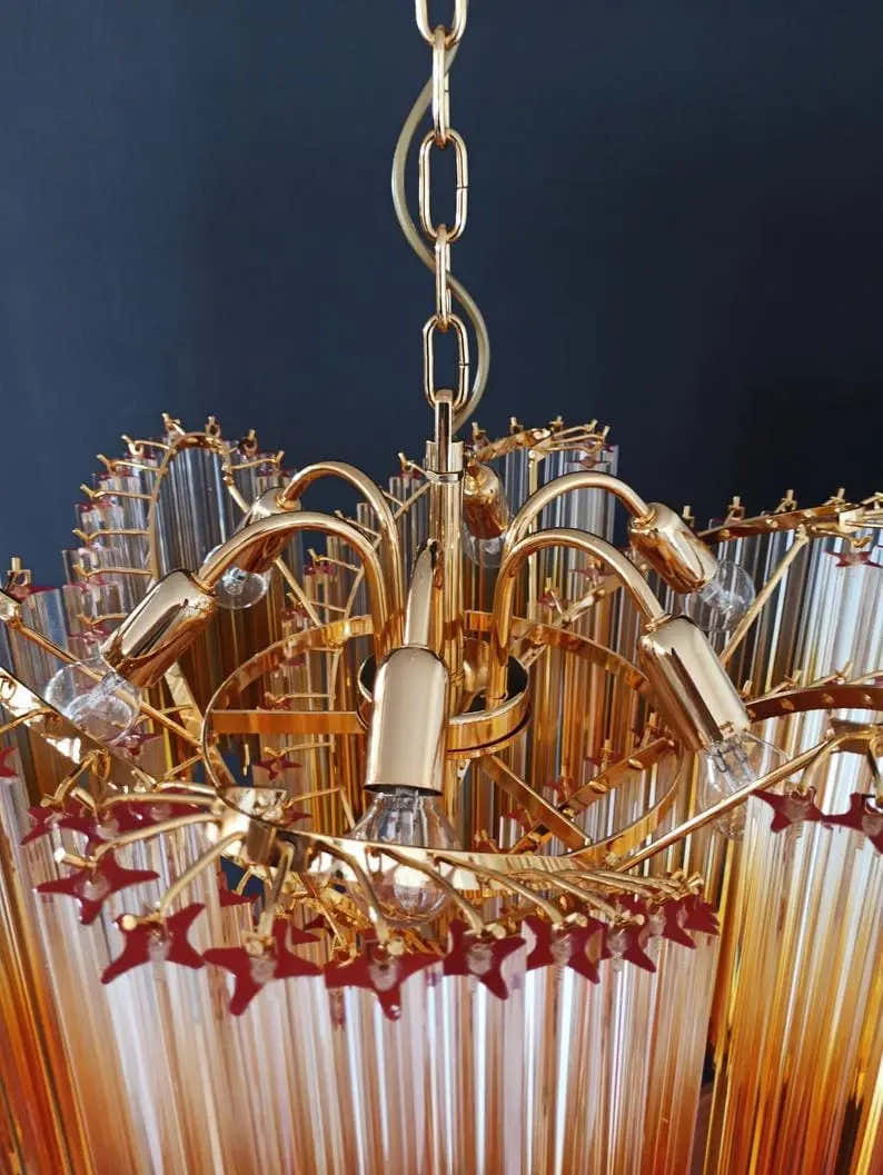 Murano Chandelier – Viennetta – 114 prisms – Amber