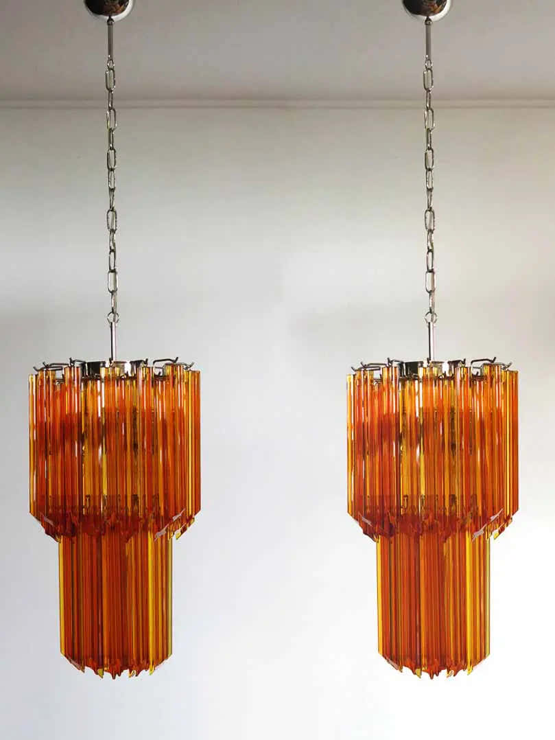Murano Chandelier – Quadriedri – 46 prisms – Amber