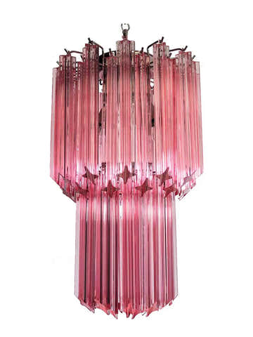 Murano Chandelier – Quadriedri – 46 prisms – Pink