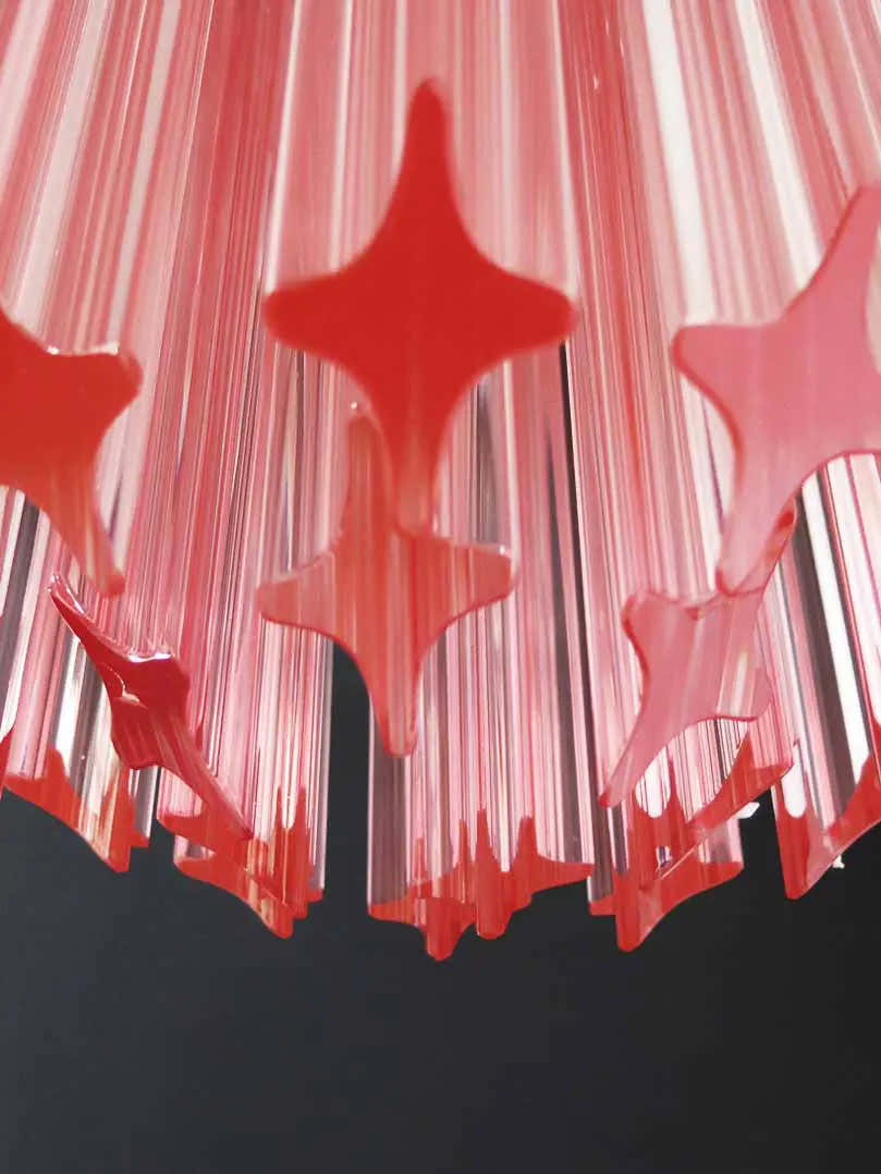 Murano Chandelier – Quadriedri – 46 prisms – Pink