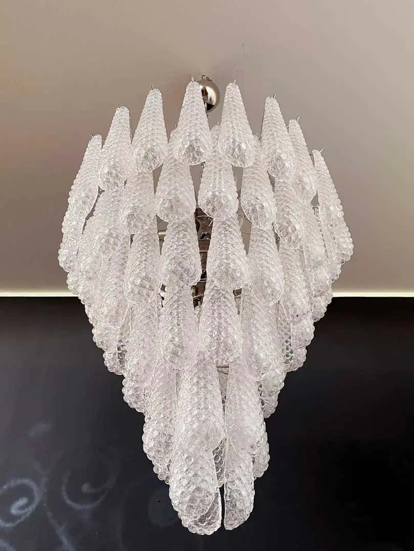 Murano Chandelier – Drop – 75 glasses – Transparent