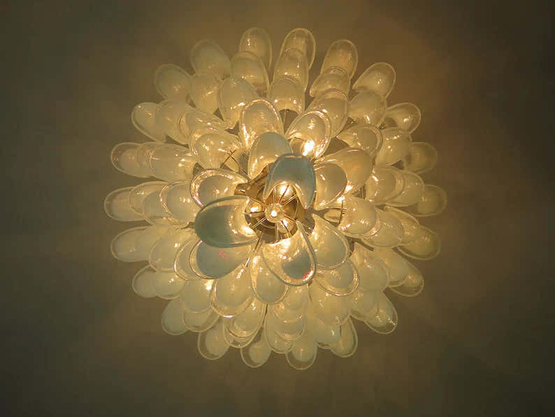 Murano Chandelier – 85 petals – White/Transparent
