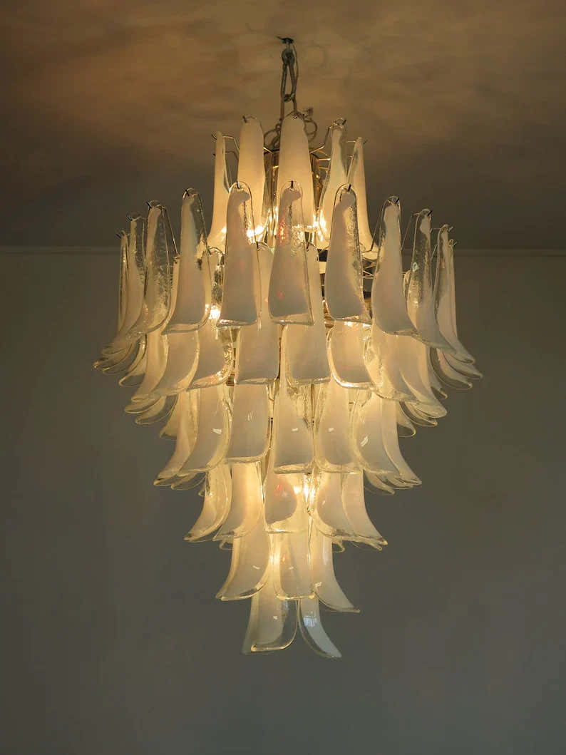 Murano Chandelier – 85 petals – White/Transparent