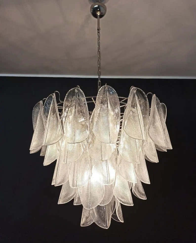 Murano Chandelier – Rondini – 57 glass leaves – Transparent