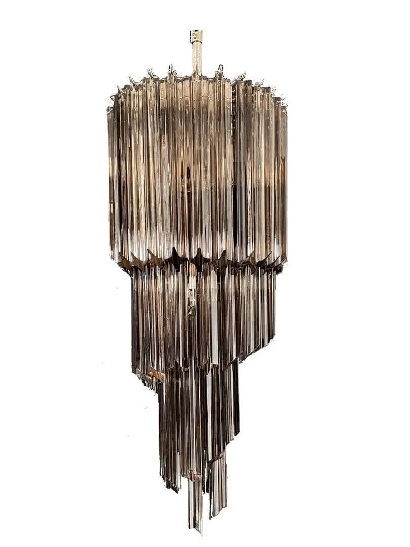 Murano Chandelier – Spiral – 54 prisms – Smoked