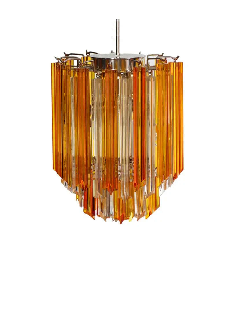 Murano Chandelier – 47 prisms – Amber/Transparent